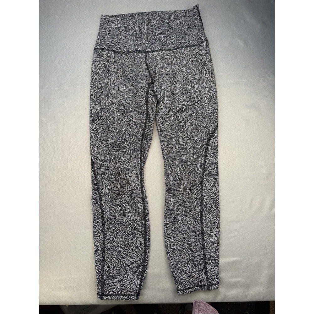 Lululemon Wunder Under Leggings Hi Rise Mesh Line Up Size 8 White Black